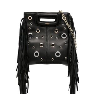 Maje Black Fringe Eyelet Bag
